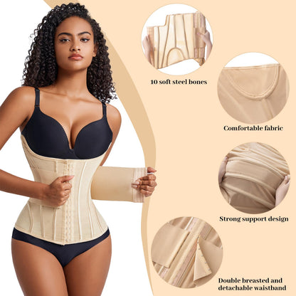 Women's Waist Trainer Body Shaper - Tummy Control Shapewear with Steel Bones
