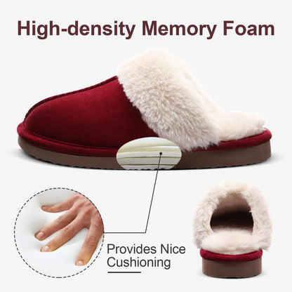 Fuzzy Memory Foam Slippers for Women - Fluffy Winter House Shoes Indoor Outdoor