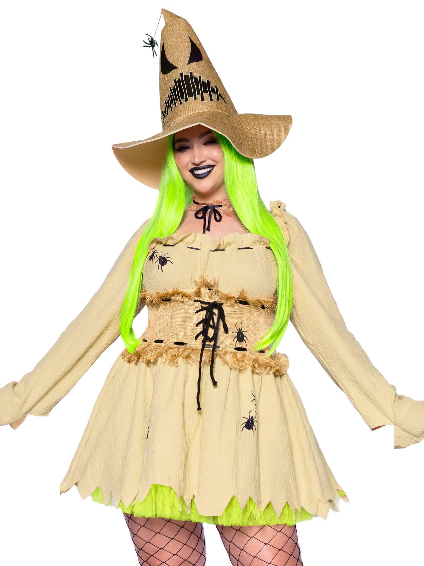 Bugged Out Baddie Costume - 3 Piece Halloween Outfit with Dress Choker Hat