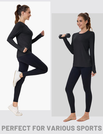 Women's UPF 80+ Long Sleeve Rash Guard - Quick Dry Athletic Shirt with Thumb Holes