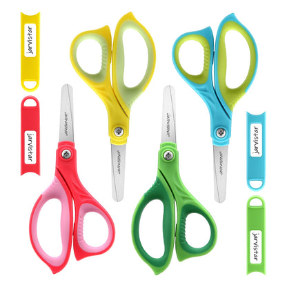 Kids Safety Scissors 4 Pack - 5.5 Inch Blunt Tip School Scissors with Cover for Children Ages 4+ 1