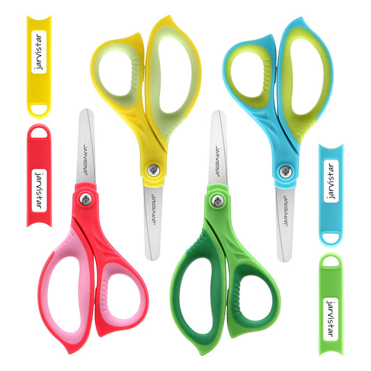 Kids Safety Scissors 4 Pack - 5.5 Inch Blunt Tip School Scissors with Cover for Children Ages 4+ 1