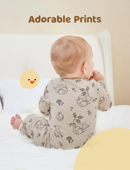 PATPAT Baby Footie Pajamas - Premium Tencel Lyocell & Wool Romper with 2-Way Zipper