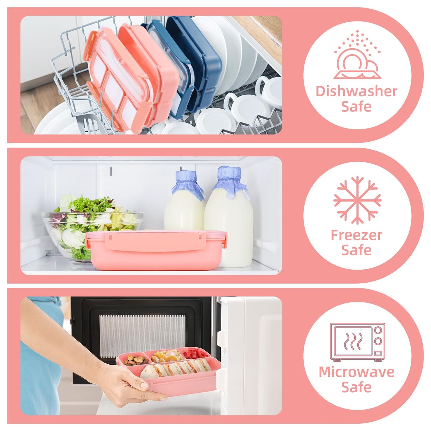 Bento Lunch Box for Kids - 4 Compartment Leak-Proof School Lunch Container with Utensils Purple