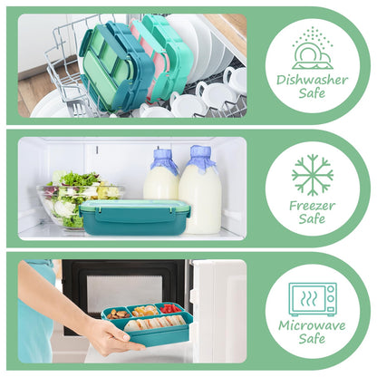 Bento Lunch Box for Kids - 4 Compartment Leak-Proof School Lunch Container with Utensils Purple