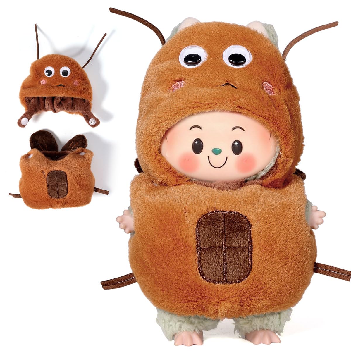 3 Piece Doll Clothes Set for 17cm Dolls - Handmade Crochet Outfit with Hat Ant