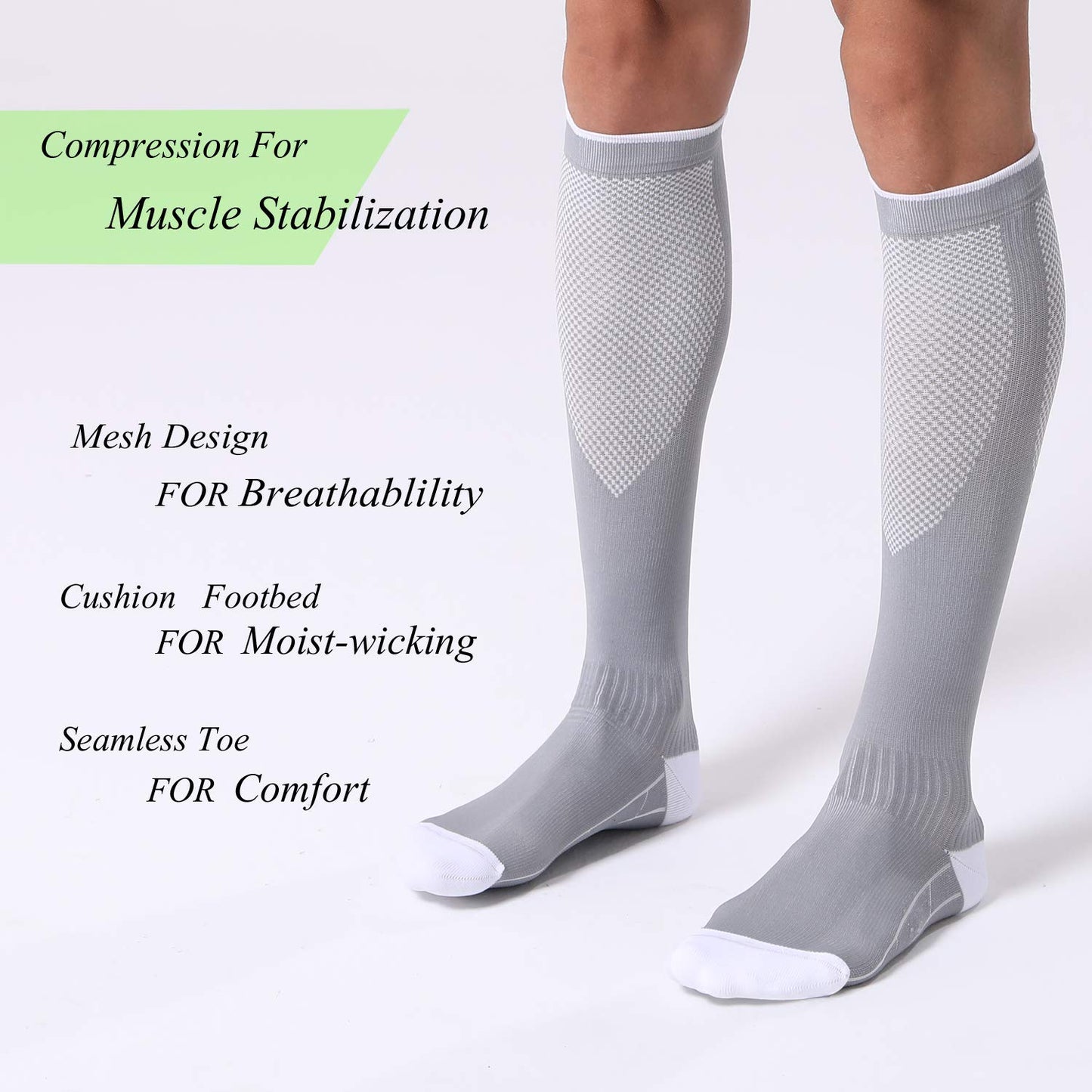 Compression Socks 20-30mmHg 3 Pairs Women Men Circulation Support