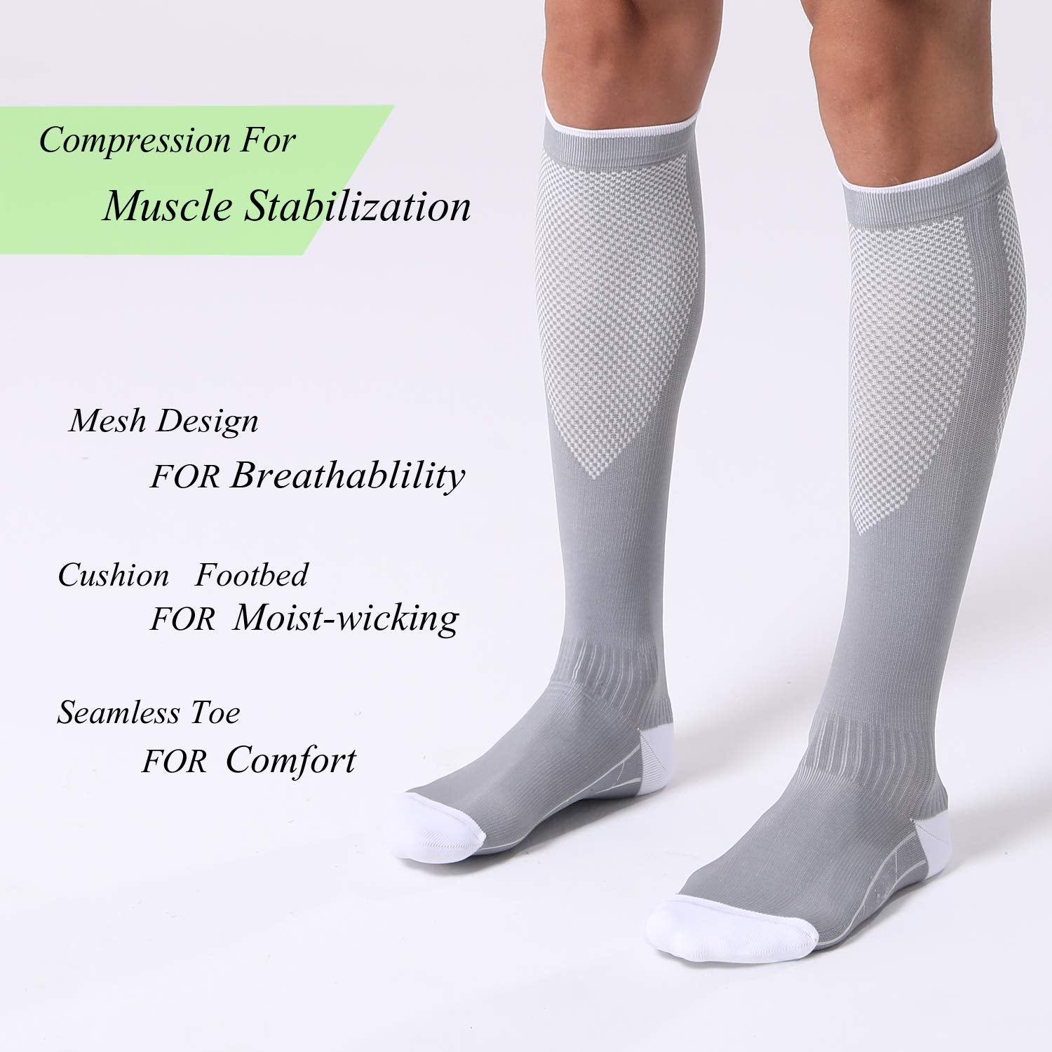 Compression Socks 20-30mmHg 3 Pairs Women Men Circulation Support