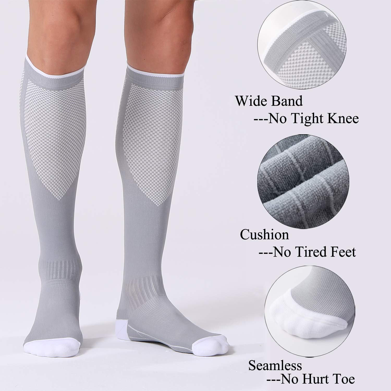 Compression Socks 20-30mmHg 3 Pairs Women Men Circulation Support