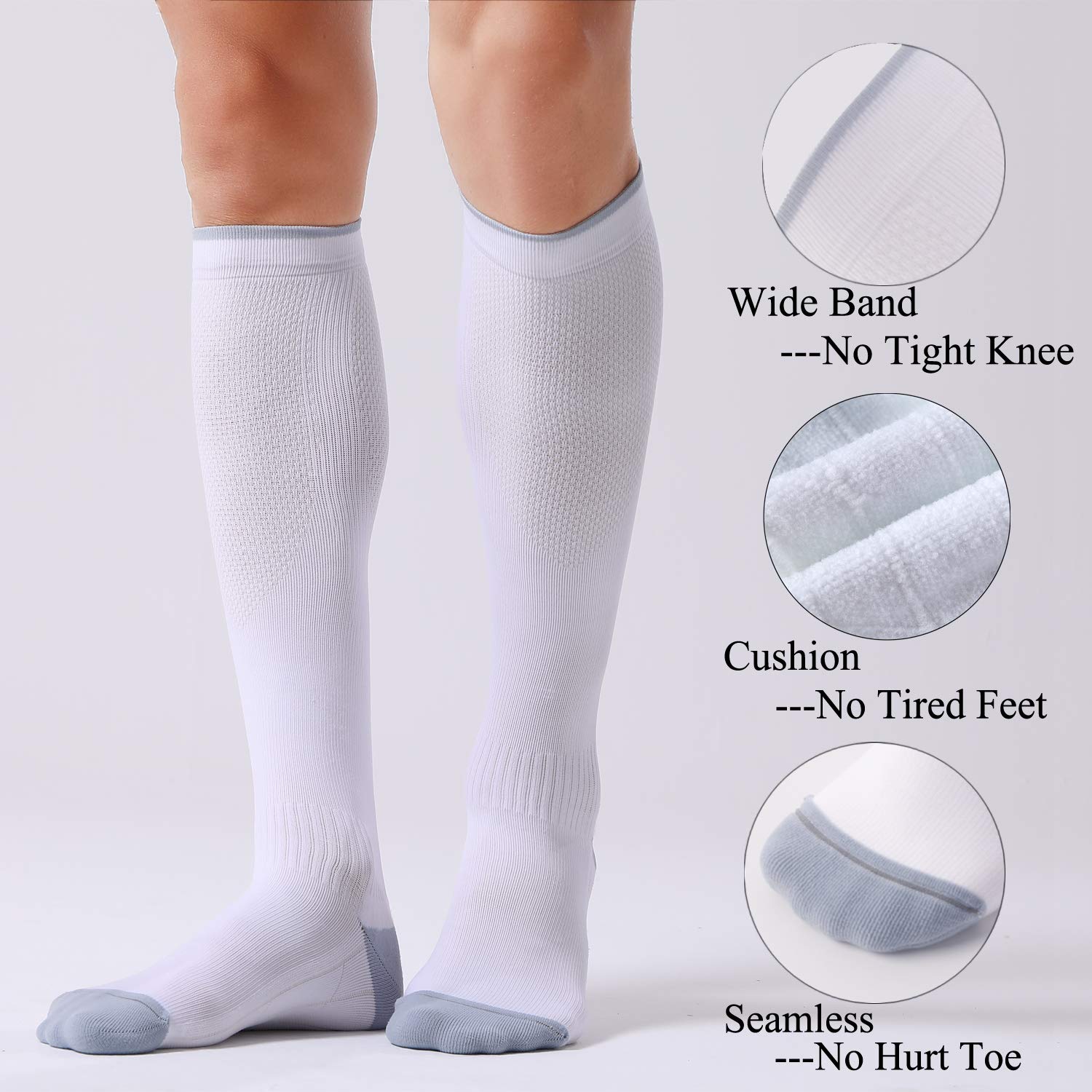 Compression Socks 20-30mmHg 3 Pairs Women Men Circulation Support