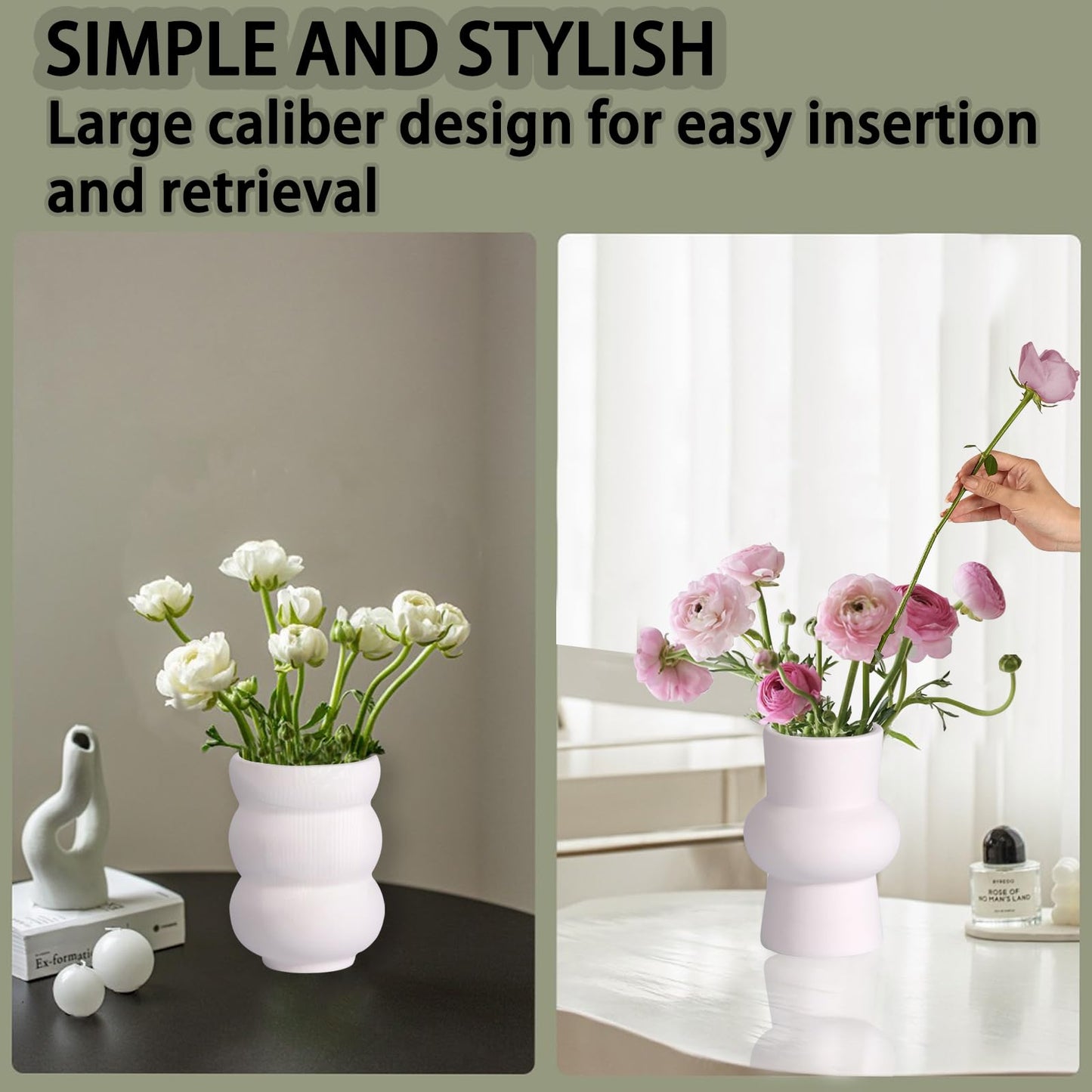 White Ceramic Bud Vases Set of 10 - 5 Inch Small Mini Vases for Flowers Centerpieces Decor