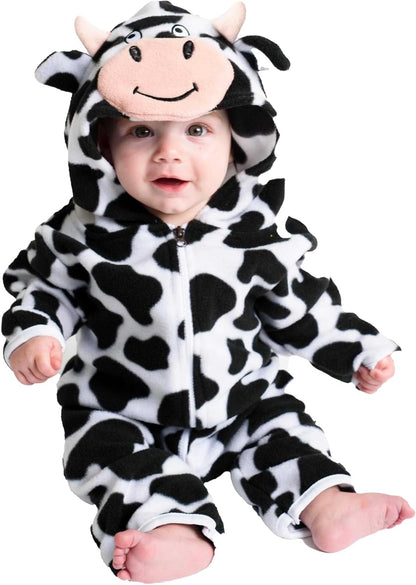 Fleece Baby Bunting with Hood - Convertible Mittens & Booties for Newborn & Infant Cow 3T