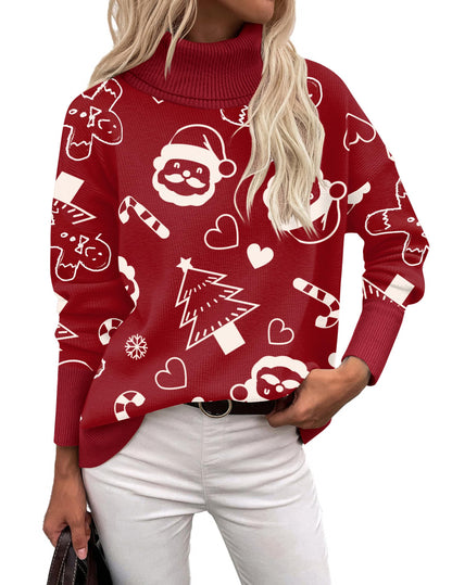 Orange Turtleneck Sweater - Turtleneck Sweater for Women - Chunky Knit Pullover with High Low Hem