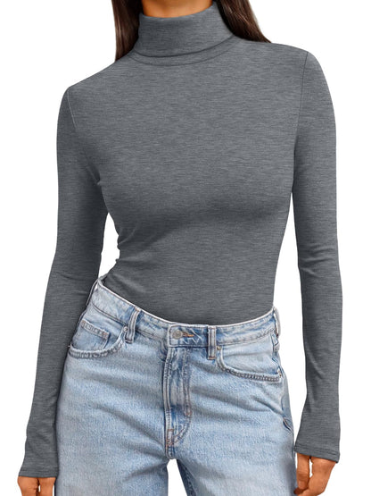 Women's Turtleneck Long Sleeve Shirts - Basic Thermal Underwear Tops