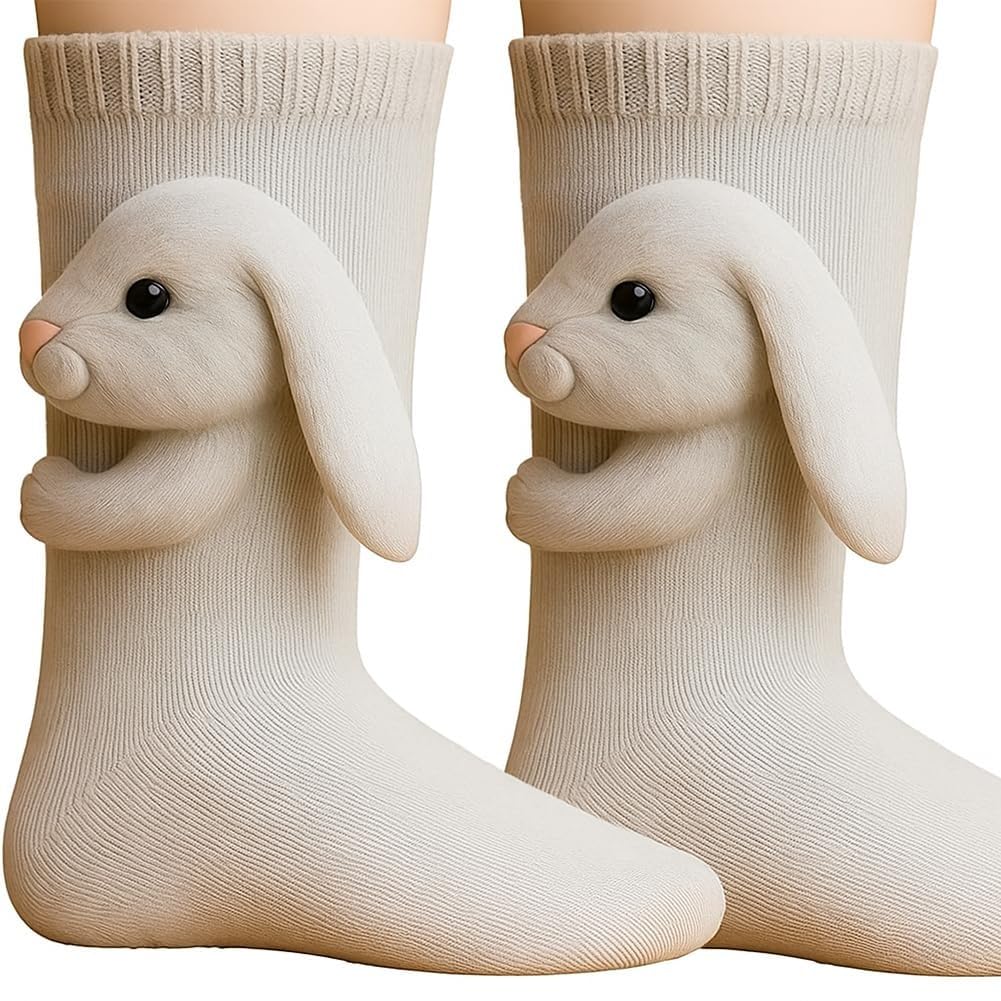Cute Animal Socks for Women - Plush Long Stocking Socks with 3D Designs Bunny-new