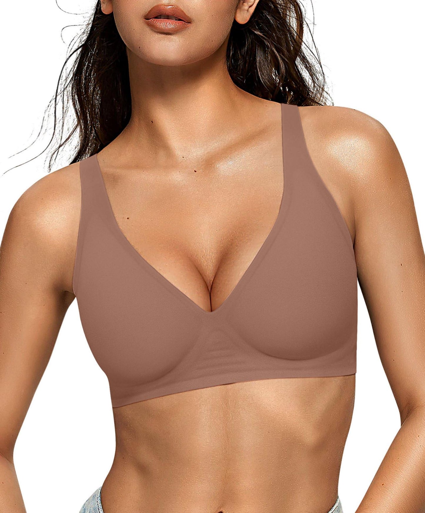 Wireless Deep V Bra Comfortable Supportive Push Up Bralette No Underwire T-Shirt Bra