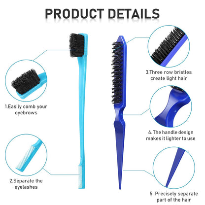 Hair Brush Set 12 Pieces Double Sided Edge Brush Teasing Combs Styling Kit