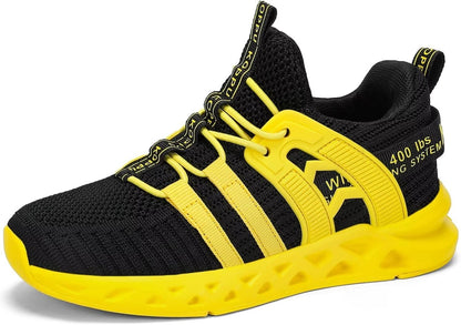 Avia Shoes Kids - Comfortable Sports Sneakers - School Athletic Shoes Black-yellow