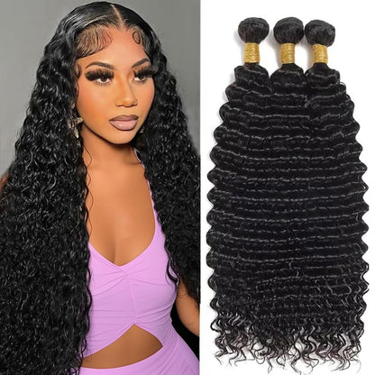 Brazilian Virgin Hair Bundles Deep Wave Human Hair Extensions