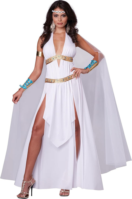 Glorious Goddess Costume - Women's Halter Dress with Cape and Arm Band