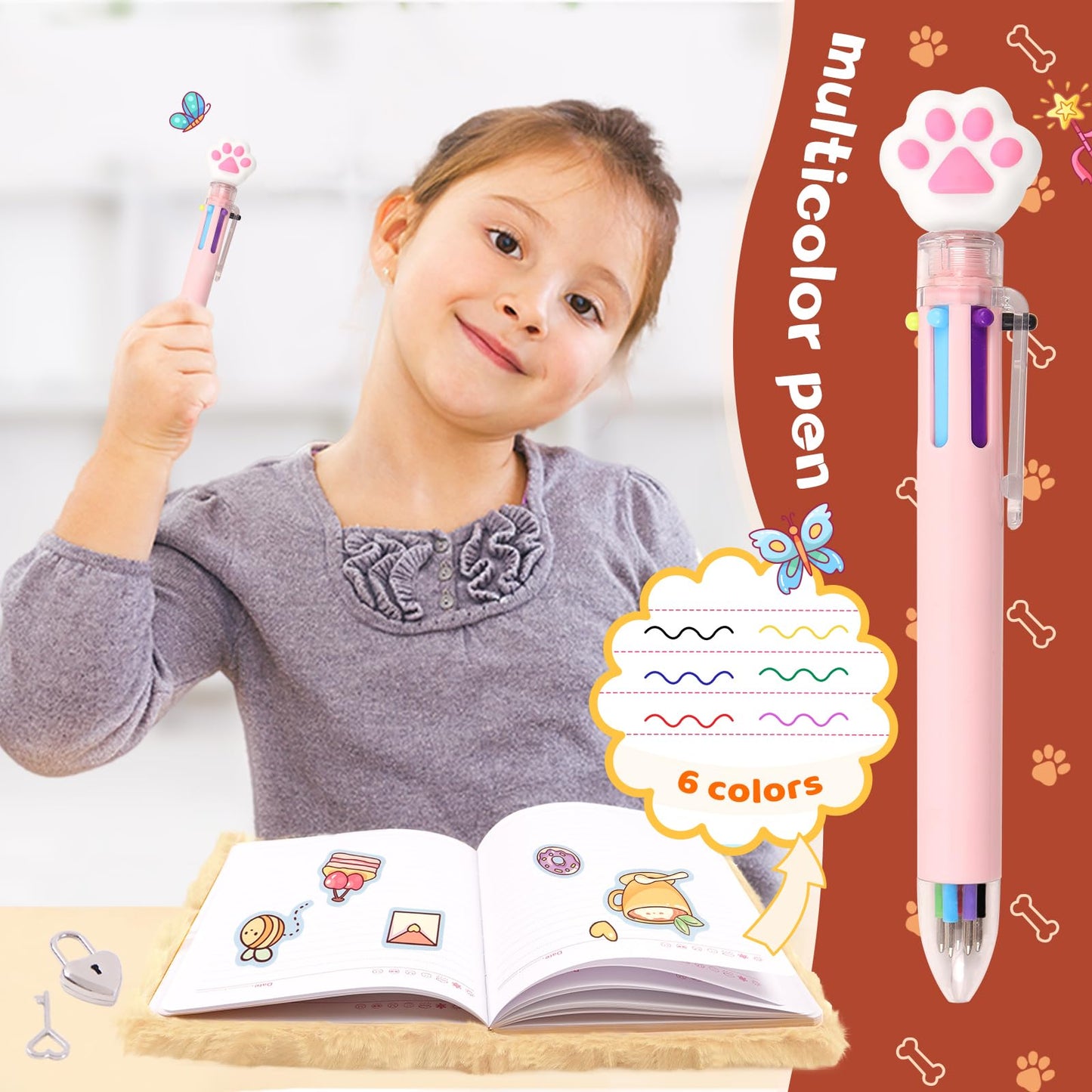 Girls Heart Diary with Lock and Keys - Cute Plush Secret Journal Notebook Gift Ages 6-8