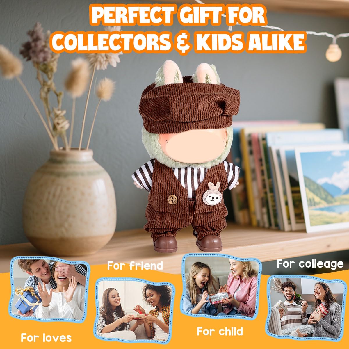 3 Piece Doll Clothes Set for 17cm Dolls - Handmade Crochet Outfit with Hat