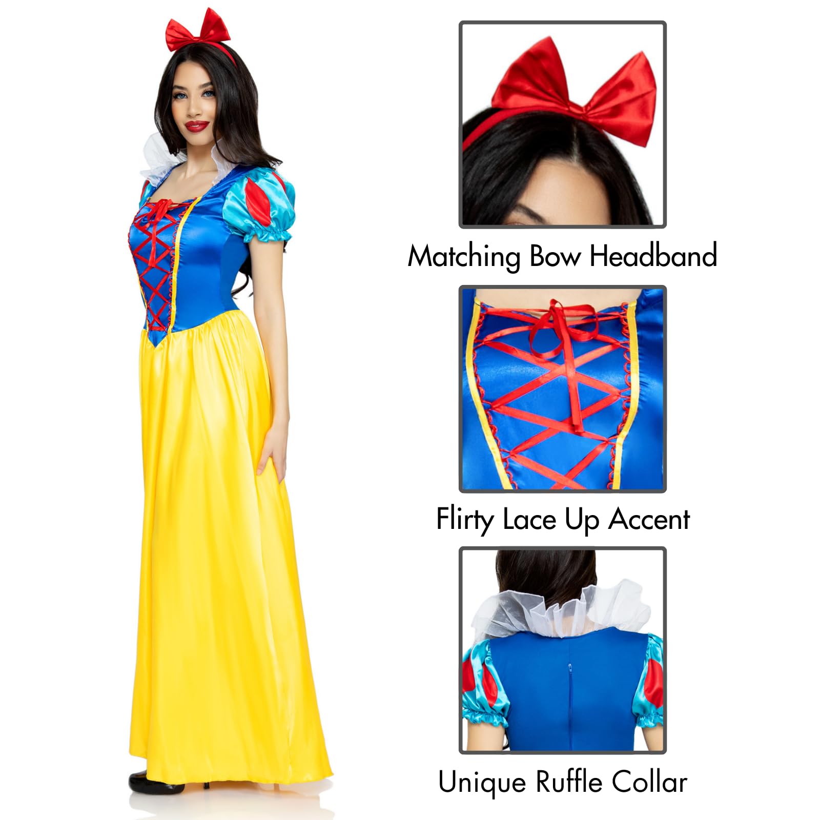 Snow White Costume - Classic Princess Dress Full Length Women's Outfit