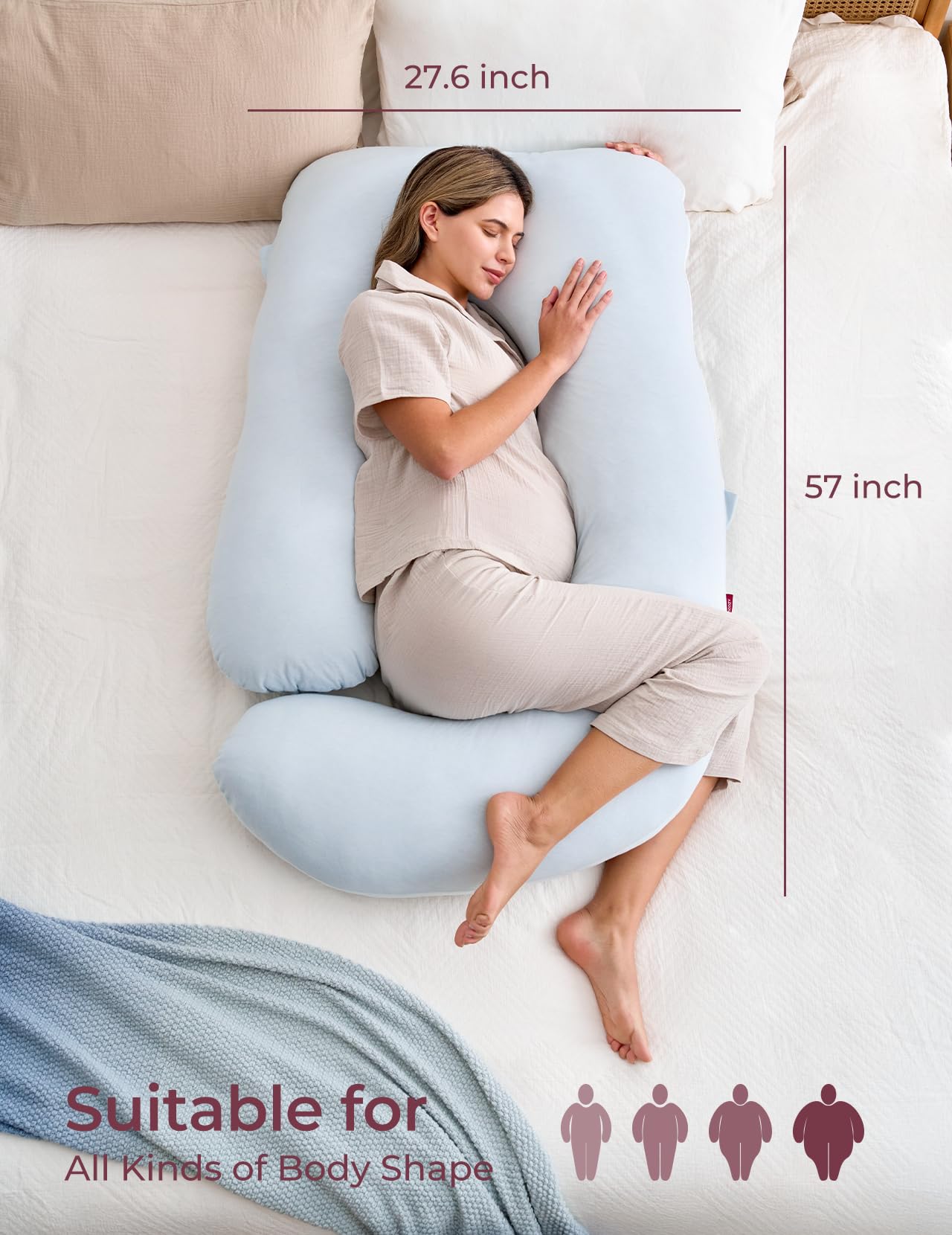 U-Shaped Full Body Pregnancy Pillow 57 Inch Maternity Support Pillow