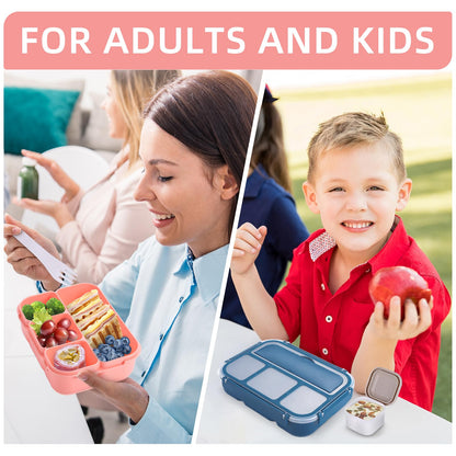 Bento Lunch Box for Kids - 4 Compartment Leak-Proof School Lunch Container with Utensils Purple