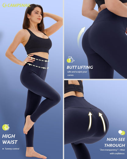 4 Pack High Waisted Leggings for Women - Tummy Control Yoga Pants Workout Set