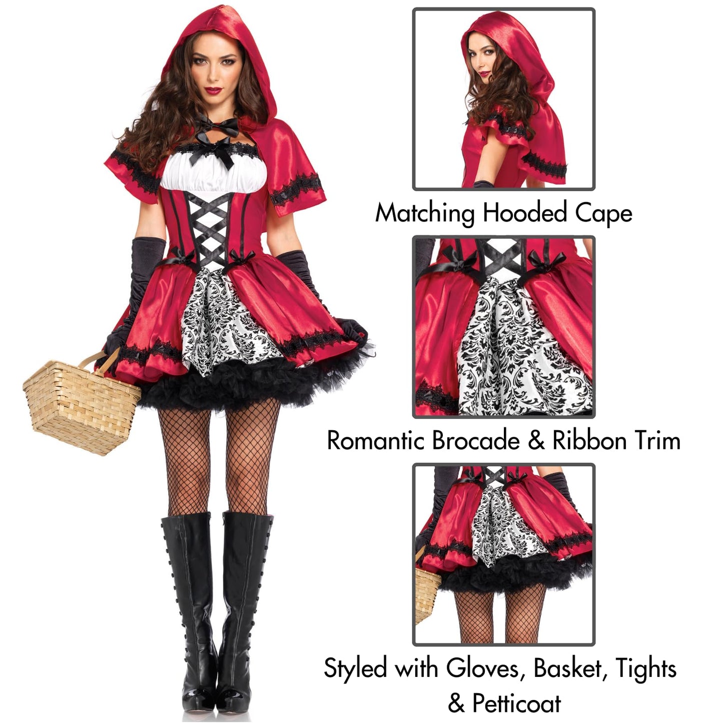 Gothic Red Riding Hood Costume - Women's Dark Fantasy Halloween Outfit
