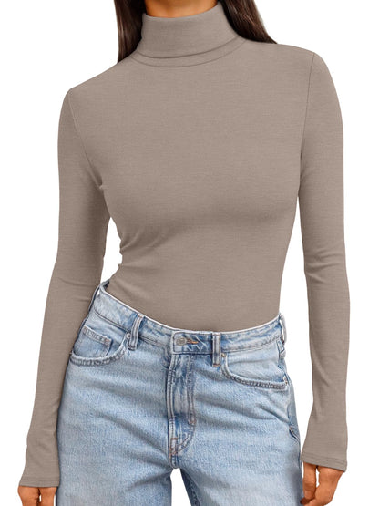 Women's Turtleneck Long Sleeve Shirts - Basic Thermal Underwear Tops