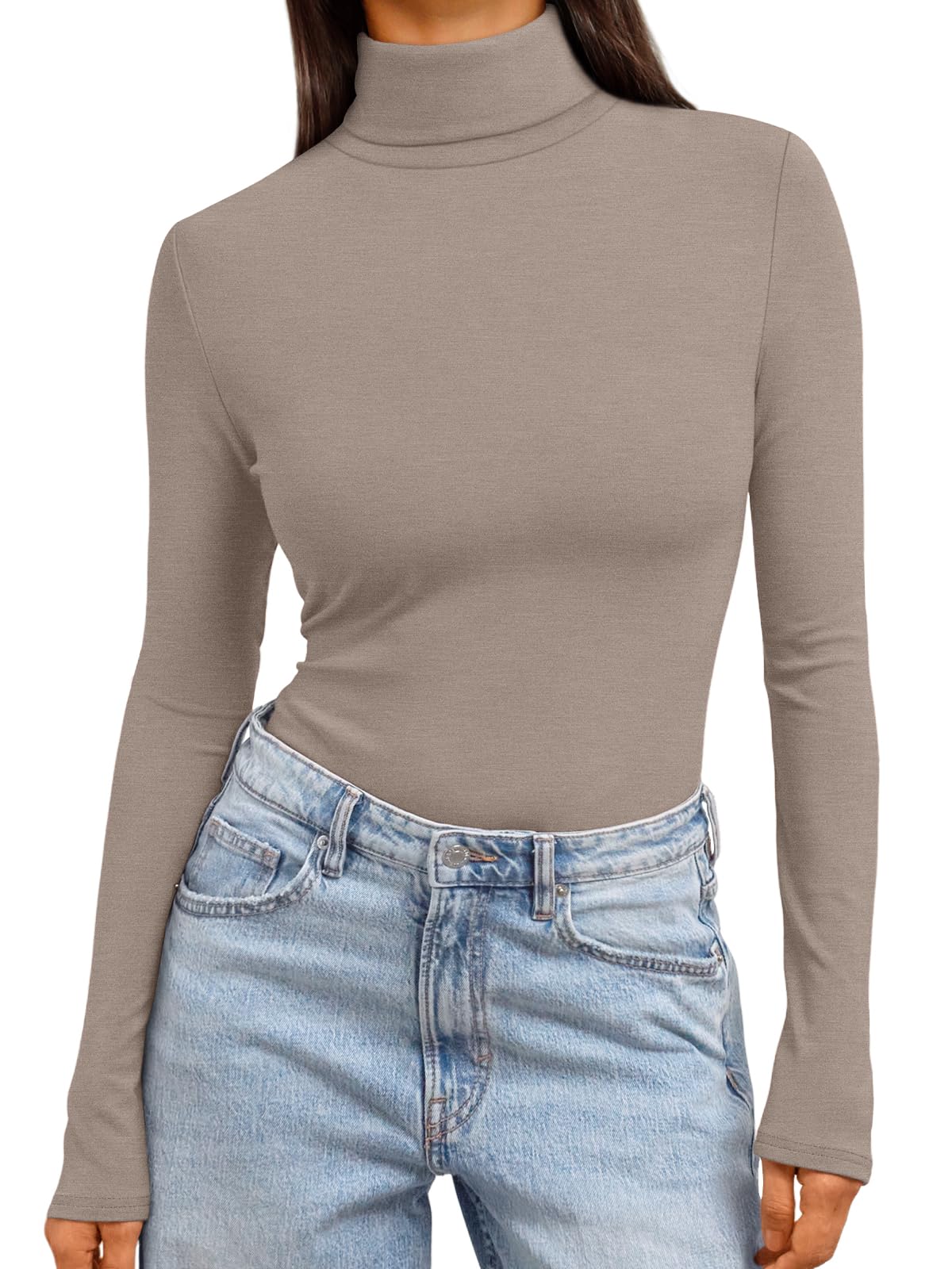 Women's Turtleneck Long Sleeve Shirts - Basic Thermal Underwear Tops