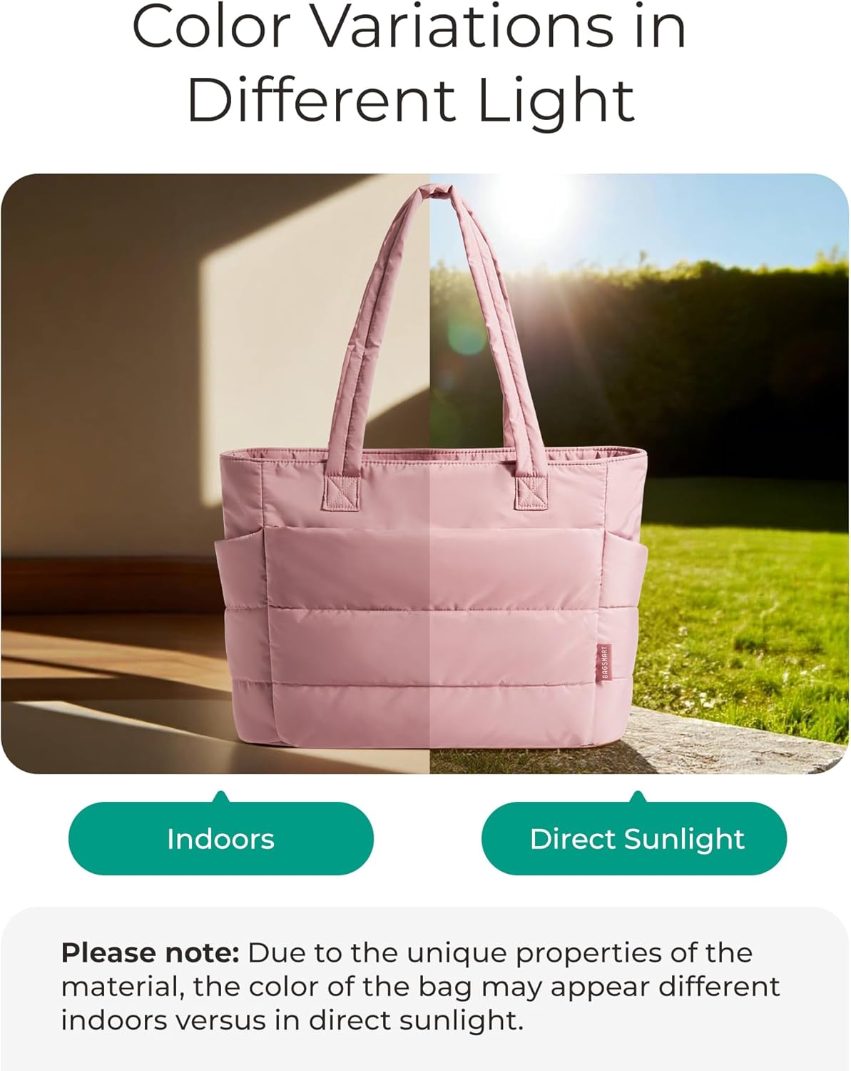 Women's Quilted Tote Bag Lightweight Puffy Shoulder Bag with Compartments