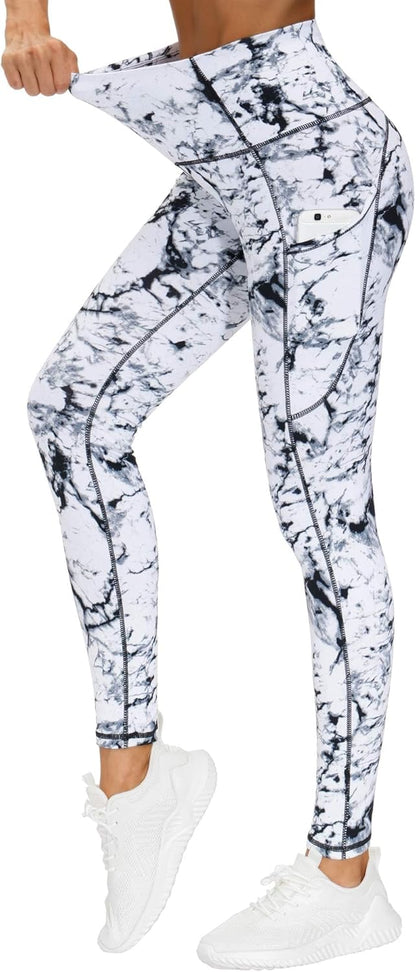 Women's High Waisted Yoga Leggings with Pockets - Thick Tummy Control Workout Pants