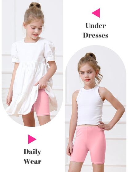 Girls Bike Shorts 6-Pack Under Dress Safety Shorts for Kids Toddlers