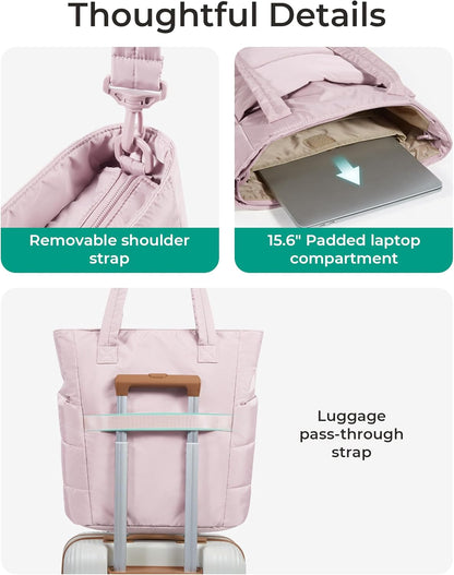 Women's Quilted Tote Bag Lightweight Puffy Shoulder Bag with Compartments