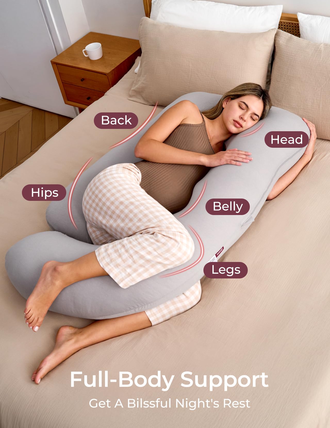 U-Shaped Full Body Pregnancy Pillow 57 Inch Maternity Support Pillow