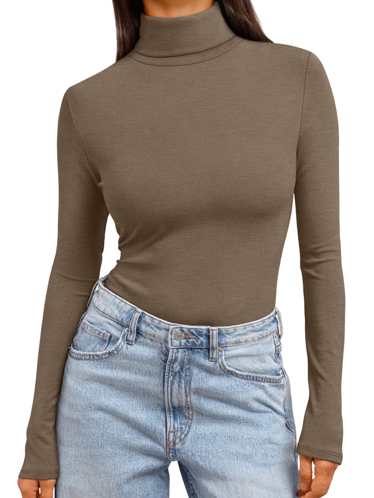 Women's Turtleneck Long Sleeve Shirts - Basic Thermal Underwear Tops