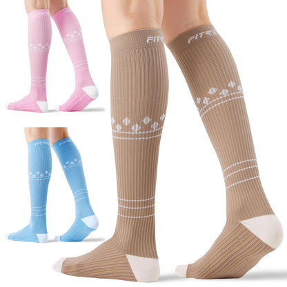 Compression Socks 20-30mmHg 3 Pairs Women Men Circulation Support