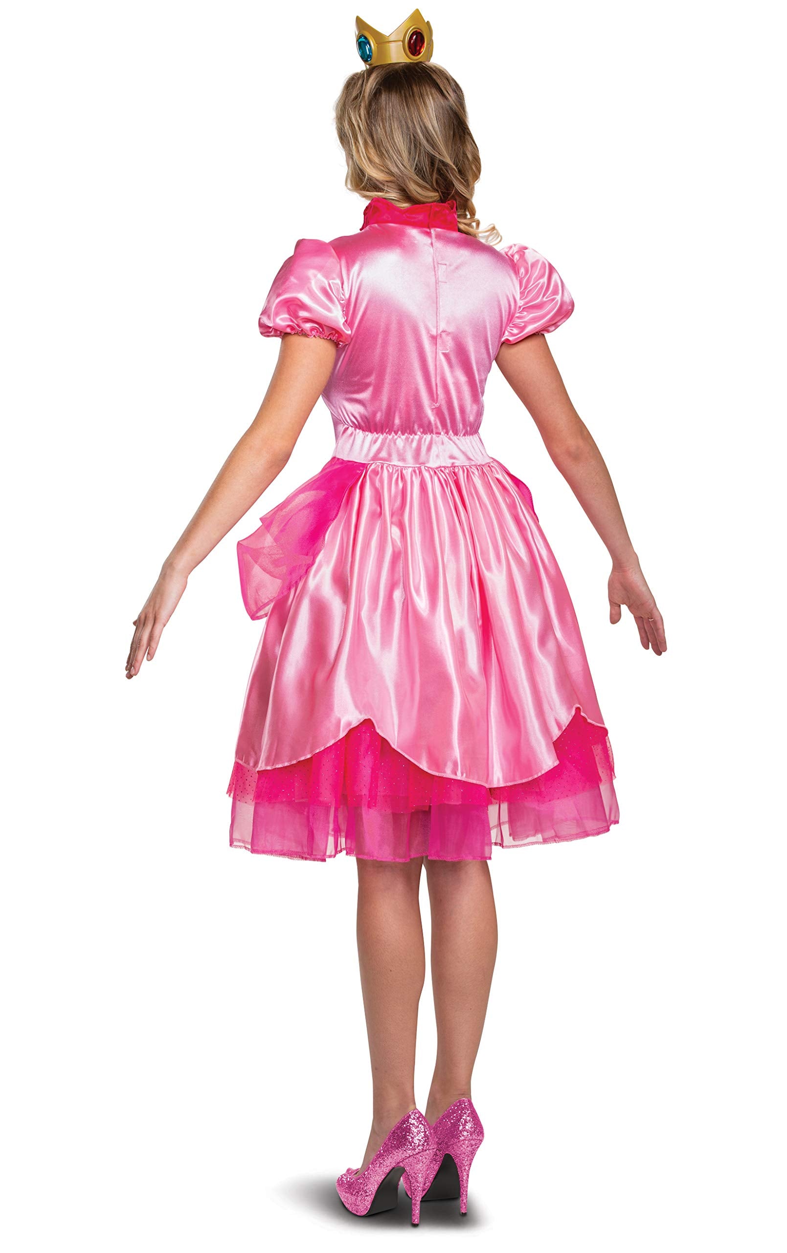 Women's Princess Peach Costume - Official Nintendo Super Mario Dress with Crown