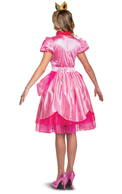 Women's Princess Peach Costume - Official Nintendo Super Mario Dress with Crown
