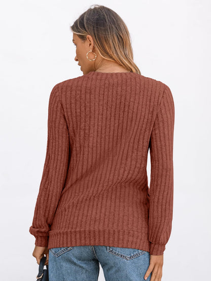 V Neck Long Sleeve Sweater for Women - Loose Fit Tunic Top for Fall & Winter