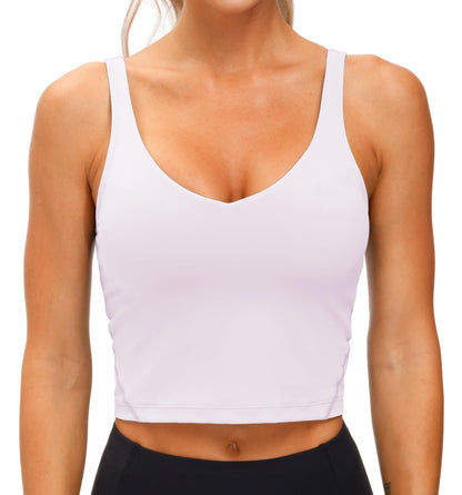 Longline Sports Bra Women Wirefree Padded Medium Support Workout Bra