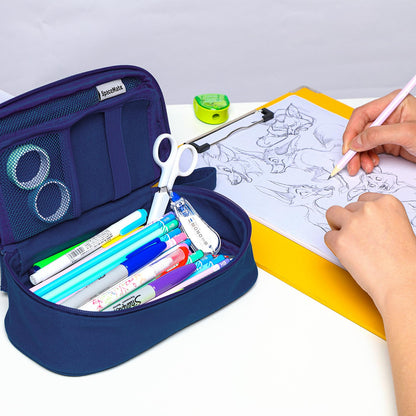 Large Pencil Case 1800ml - Heavy Duty Canvas School Supplies Organizer for Kids Students
