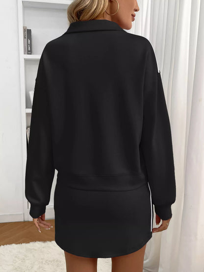 Dropped Shoulder Top and Skirt Set