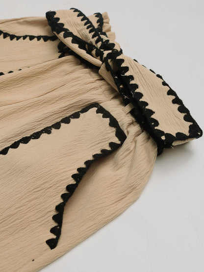 Perfee Tied Contrast Trim Shorts