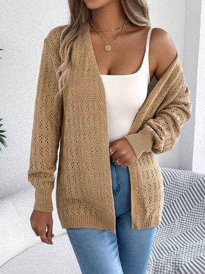 Open-Front Crochet Knit Cardigan