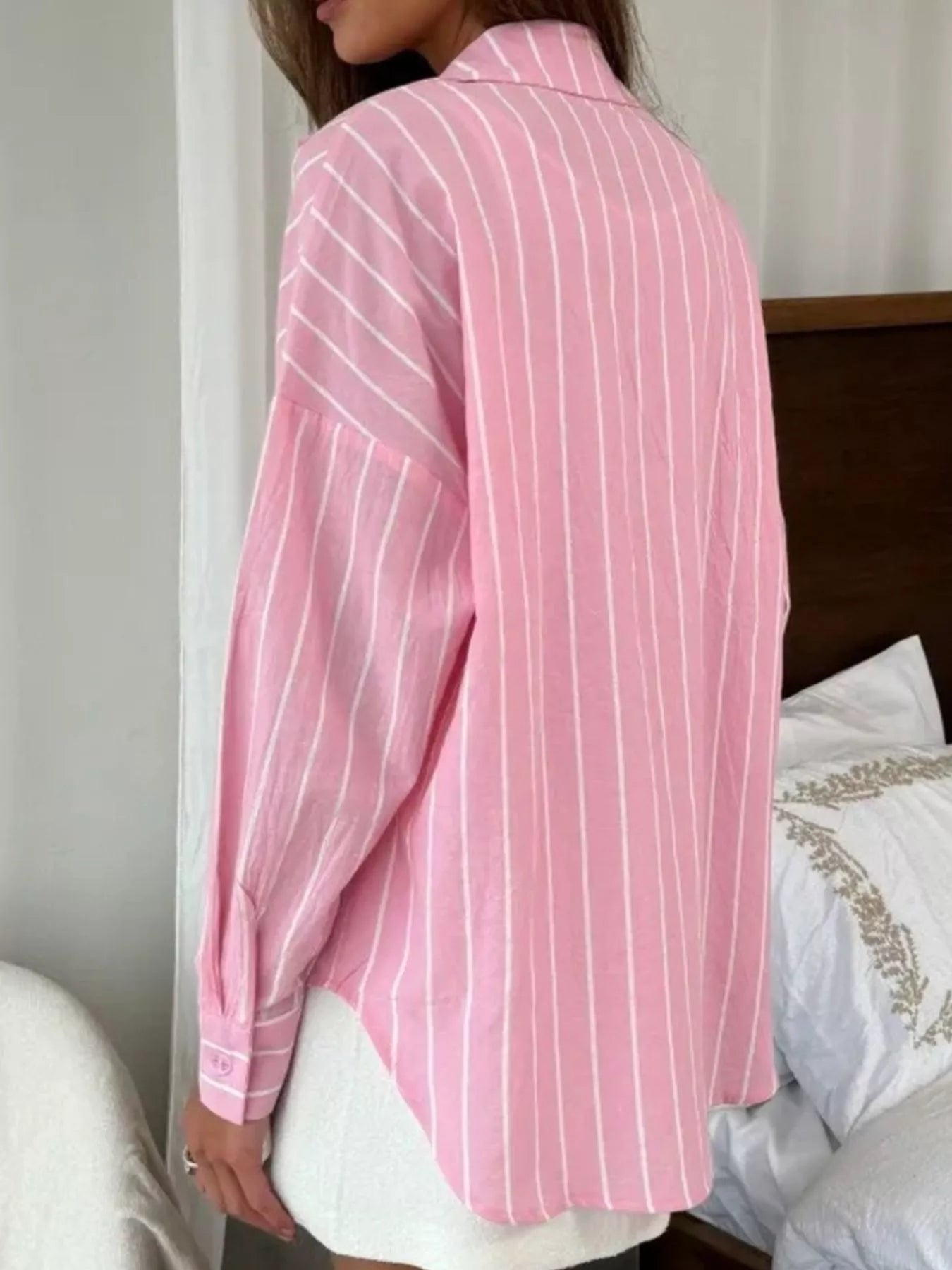 Striped Oversized Button-Down Shirt