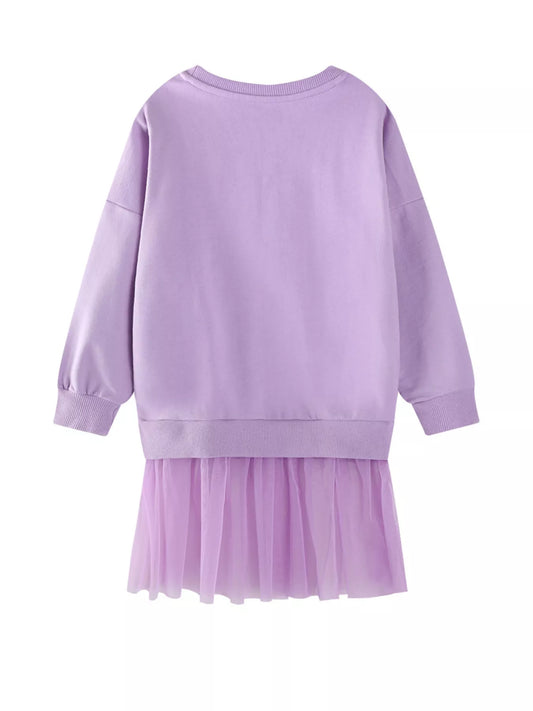 Children's Fairy Embroidered Tulle Sweatshirt Dress